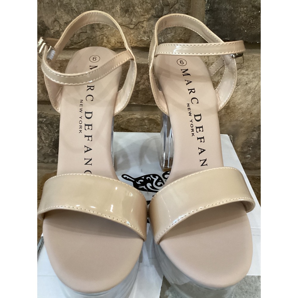 Marc Defang Nude Patent Clear Block Heel Platform Sandals Womens 9 - Picture 5 of 7